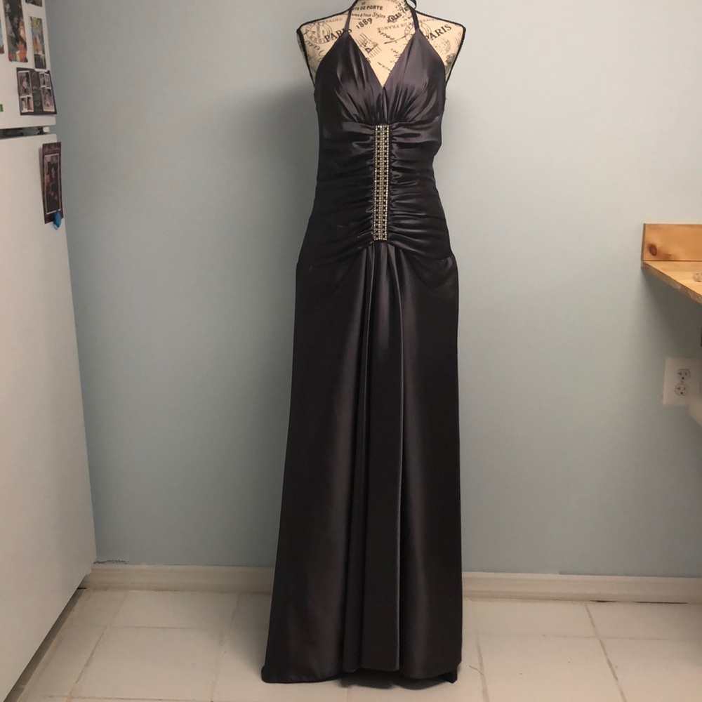 Dark charcoal grey gown